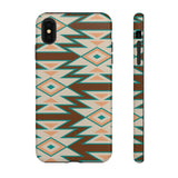 Teal and Brown Aztec Tough Cases! Cellphone Cases! Multiple Sizes Available! Apple iPhone, Samsung Galaxy, and Google Pixel devices!