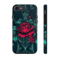 Stained Glass Teal and Roses Gothic Inspired Halloween Tough Phone Cases! Fall Vibes!