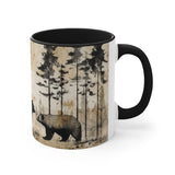 Black Bear Acid Wash Greyscale Accent Coffee Mug, 11oz! Multiple Colors Available! Fall Vibes!