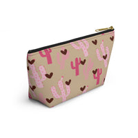 Cream Brown Pink Cactus Travel Accessory Pouch, Check Out My Matching Weekender Bag! Free Shipping!!!