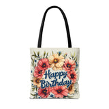 Happy Birthday Floral Tote Bag! Re-use/Re-cycle!