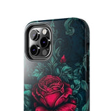 Stained Glass Teal and Roses Gothic Inspired Halloween Tough Phone Cases! Fall Vibes!