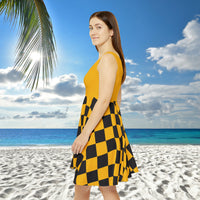 Yellow Plaid and Black Print Women's Fit n Flare Dress! Free Shipping!!! New!!! Sun Dress! Beach Cover Up! Night Gown! So Versatile!