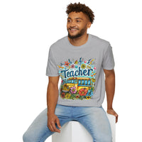 The Teacher Floral School Bus Unisex Graphic Tees! All New Heather Colors!!! Free Shipping!!! Back To School!