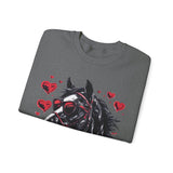 Valentines Day Black Horse Red Hearts Edition Unisex Sweatshirt! Retro! Free Shipping!!!