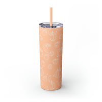 Polka Dot Pumpkin Thanksgiving Fall Vibes Skinny Tumbler with Straw, 20oz! Multiple Colors Available!