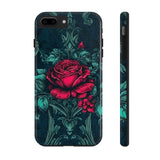 Stained Glass Teal and Roses Gothic Inspired Halloween Tough Phone Cases! Fall Vibes!