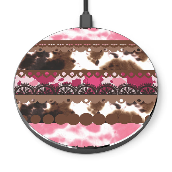 Hippie Pink Junk Hunt Patchwork Floral Retro Wireless Phone Charger! Free Shipping!!!