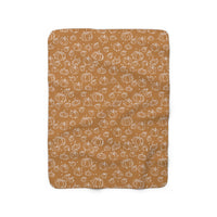 Cream and White Polka Dot Pumpkins Fall Vibes Halloween Sherpa Fleece Blanket!