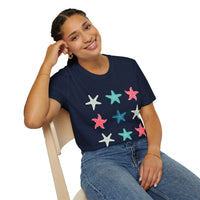 Pink and Blue Star Fish Medley Unisex Graphic Tees! Summer Vibes! All New Heather Colors!!! Free Shipping!!!