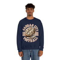 Kansas City Football Leopard Print Football Unisex Heavy Blend Crewneck Sweatshirt! Football Season!