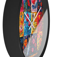 Boho Quilted Patchwork in Yellow Print Wall Clock! Perfect For Gifting! Free Shipping!!! 3 Colors Available!