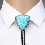 Indian alloy triangle naturel stone bolo tie!