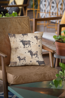 Western/Boho Smoke Brown Bull Print Square Pillow!