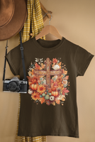 Autumn Wooden Cross Trunker Treat Halloween Unisex Graphic Tee! Fall Vibes!