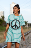 Groovy Blues Peace Sign Oversized Tee!! Great For Sleeping, Lounging, Swimming! Free Shipping!!!