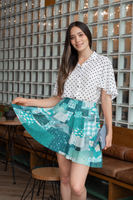 Boho Teal Patchwork Women's Skater Skirt! Free Shipping!