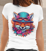 Floral Boho Fox In A Top Hat Unisex Graphic Tees! Summer Vibes!