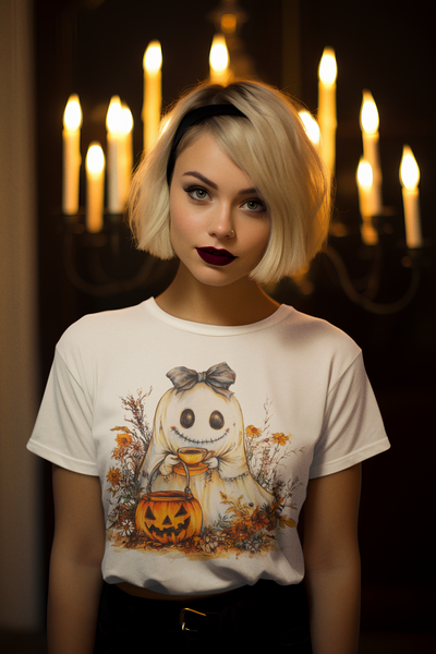 Cheery Little Ghost Unisex Graphic Tees! All New Heather Colors!!! Free Shipping!!! Halloween!