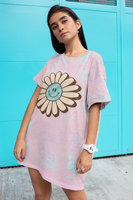 Paint Washed Pastel Smiley Face Daisy Oversized Tee!! Great For Sleeping, Lounging, Swimming! Free Shipping!!!