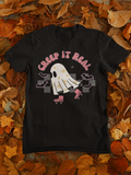 Creep it Real Retro Roller Ghost Unisex Graphic Tee! Halloween! Fall Vibes!