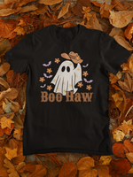 Boo Haw Floral Retro Cowboy Ghost Unisex Graphic Tee! Halloween! Fall Vibes!