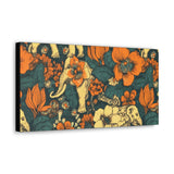 Vintage 70's Inspired Elephant Florals Canvas Gallery Wraps!