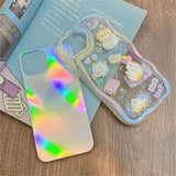 3D Cartoon Duck Cake Gradient Wave Silicone Case for iPhone Models