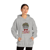 Just Really Love Christmas Bun Girl Unisex Heavy Blend Hooded Sweatshirt! Winter Vibes!