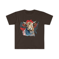 Highlander Cow USA 1776 Independence Day Unisex Graphic Tees!