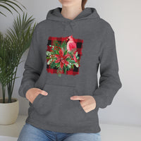 Buffalo Print Cardinal Holiday Unisex Heavy Blend Hooded Sweatshirt! Winter Vibes!