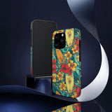 Vintage Floral Surfboard Blue and Yellow Tough Phone Cases, Case-Mate! Summer Vibes!