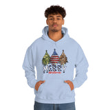 Rustic Military Merry Christmas Holiday Unisex Heavy Blend Hooded Sweatshirt! Winter Vibes!