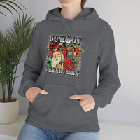 Rustic Cowboy Christmas Holiday Unisex Heavy Blend Hooded Sweatshirt! Winter Vibes!