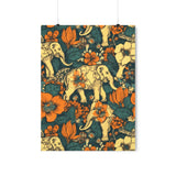 Vintage 70's Floral Elephant Print Premium Matte Vertical Posters!