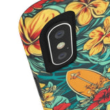 Vintage Floral Surfboard Blue and Yellow Tough Phone Cases, Case-Mate! Summer Vibes!