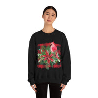 Red Cardinal Buffalo Print Holiday Unisex Heavy Blend Crewneck Sweatshirt! Winter Vibes!