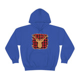 Minimalistic Deer Buffalo Plaid Unisex Heavy Blend Hooded Sweatshirt! Winter Vibes!