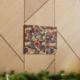 Vintage 70's Inspired Musical Notes Floral Canvas Gallery Wraps!