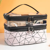 Sparkling Diamond Lattice Travel Makeup Bag - Waterproof, Multi-Function Cosmetic Case