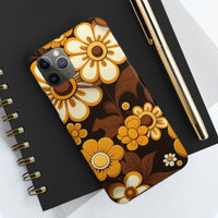 Vintage 70's Floral Chocolate Flowers Tough Phone Cases, Case-Mate!