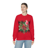 Red Cardinal Buffalo Print Holiday Unisex Heavy Blend Crewneck Sweatshirt! Winter Vibes!