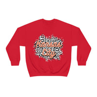 Kansas City Football Grey and Pink Leopard Print Unisex Heavy Blend Crewneck Sweatshirt! Football Season!