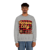 Kansas City Girl Football Buffalo Plaid Unisex Heavy Blend Crewneck Sweatshirt! Football Season!