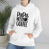 PaPa Needs Coffee Unisex Heavy Blend Hooded Sweatshirt! Sarcastic Vibes! Grandparent vibes!