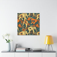 Vintage 70's Inspired Elephant Florals Canvas Gallery Wraps!