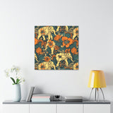 Vintage 70's Inspired Elephant Florals Canvas Gallery Wraps!