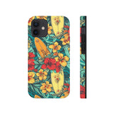 Vintage Floral Surfboard Blue and Yellow Tough Phone Cases, Case-Mate! Summer Vibes!