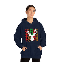 Paint Striped Deer Head Holiday Unisex Heavy Blend Hooded Sweatshirt! Winter Vibes!