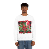 Red Cardinal Buffalo Print Holiday Unisex Heavy Blend Crewneck Sweatshirt! Winter Vibes!